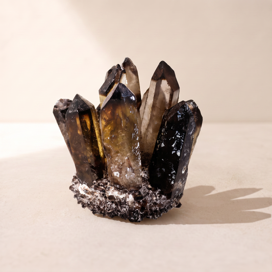 Smoky Ghost Quartz - Crafted Cluster